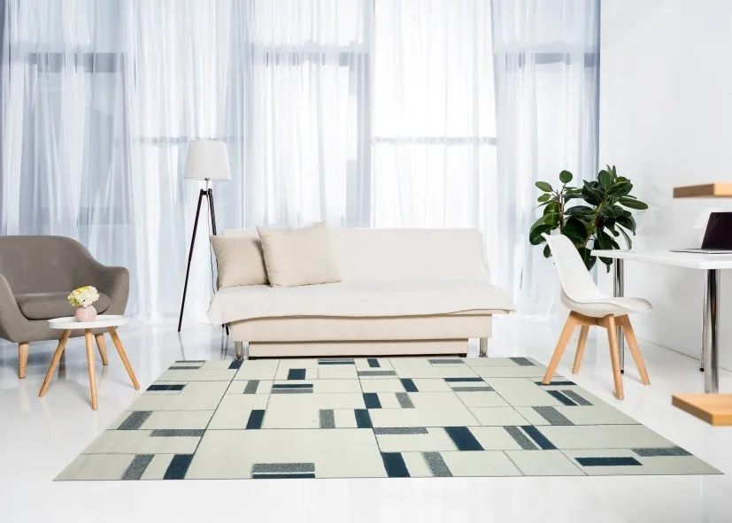 Mẫu thảm cao su lót sàn phòng khách trẻ trung hiện đại
