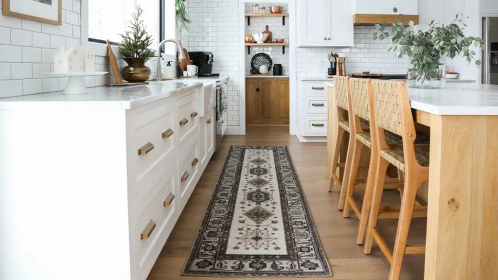 Phòng bếp, phòng ăn sẽ trở nên đẹp hơn hẳn khi bố trí một chiếc thảm trải sàn